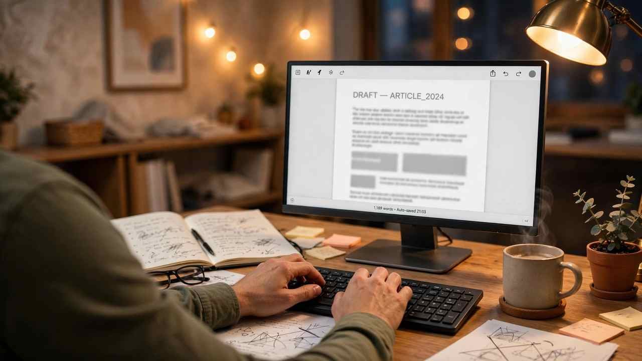 content writer jobs karachi – writer drafting articles at desk