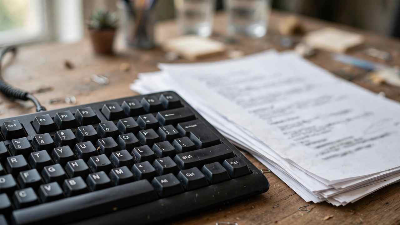 content writer jobs karachi – keyboard close-up with written draft pages
